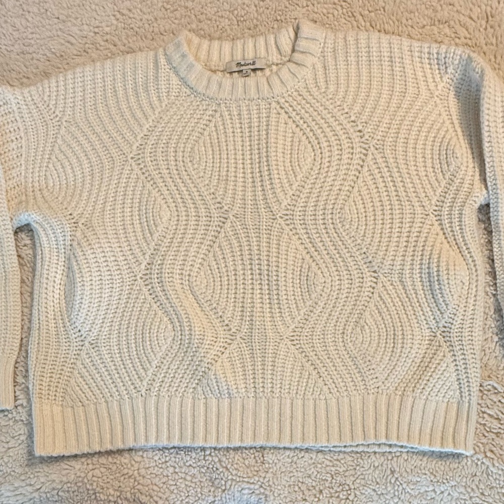 Madewell Cream Cable Knit Sweater
